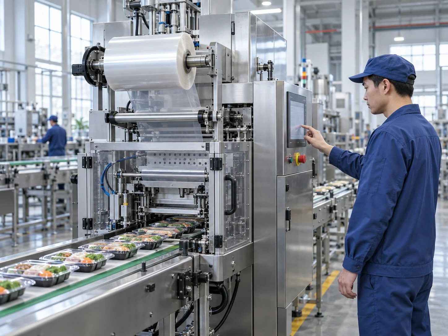Industrial packaging machinery in a factory